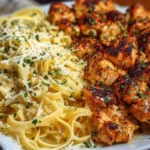 Lemon Garlic Butter Chicken Bites with Savory Parmesan Linguine 1