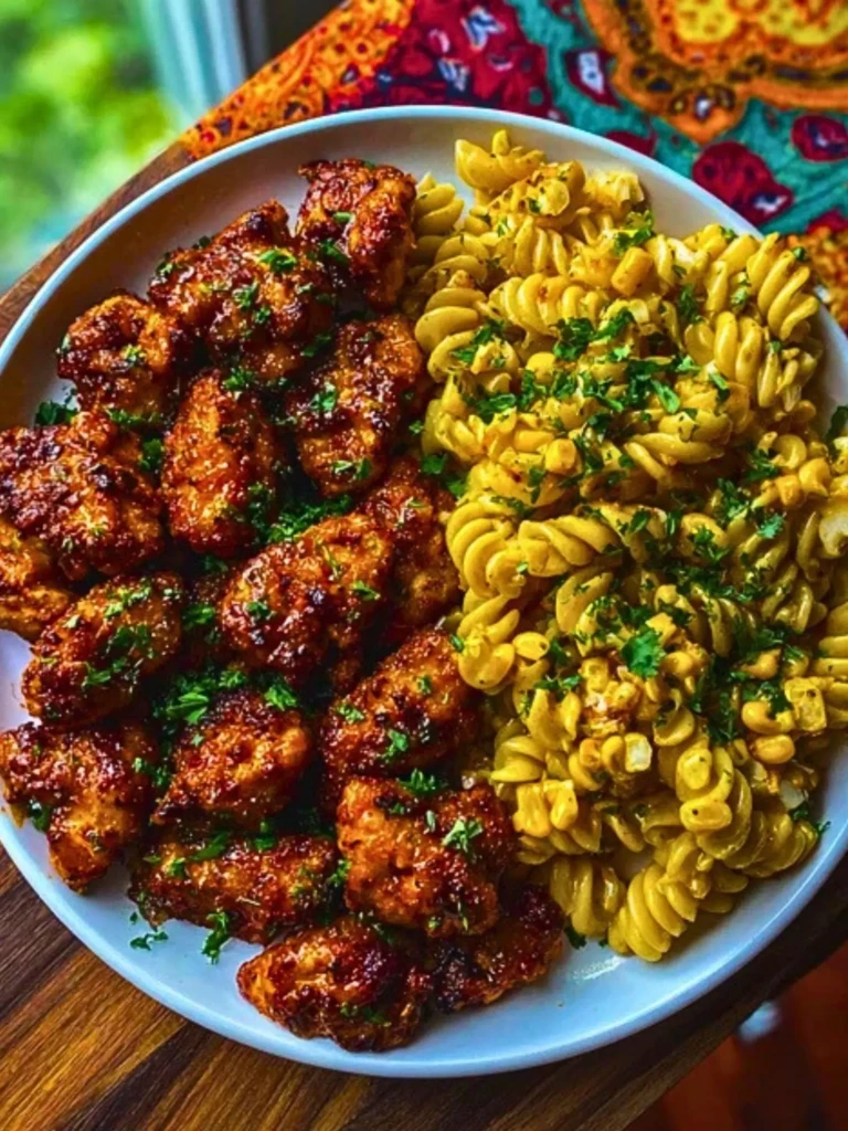 Maple Garlic Chicken Bites with Spicy Cajun Alfredo 2