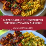 Maple Garlic Chicken Bites with Spicy Cajun Alfredo Pin