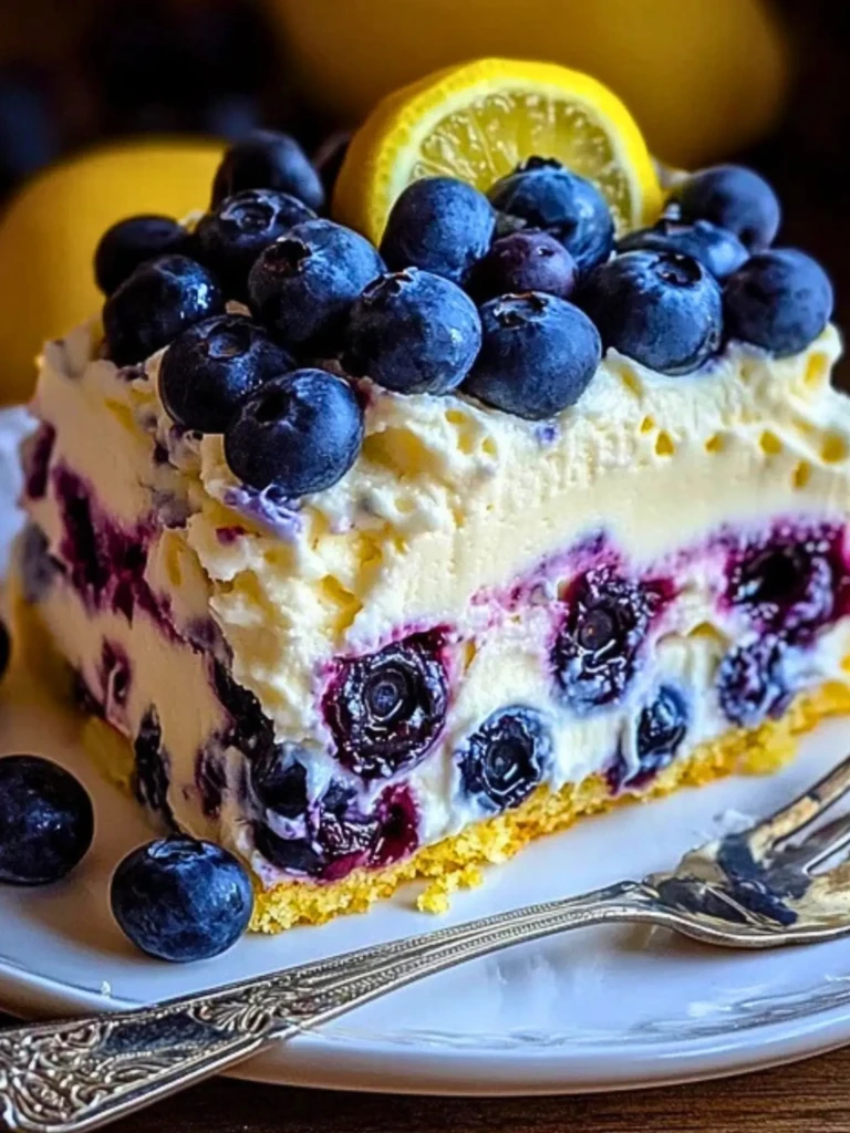 No-Bake Lemon dazzling Blueberry cream Cake 2