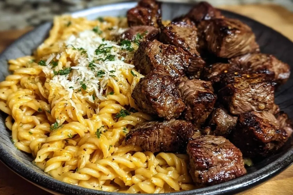 One-Pan Steak Bites & Cheesy Garlic Butter Noodles 1