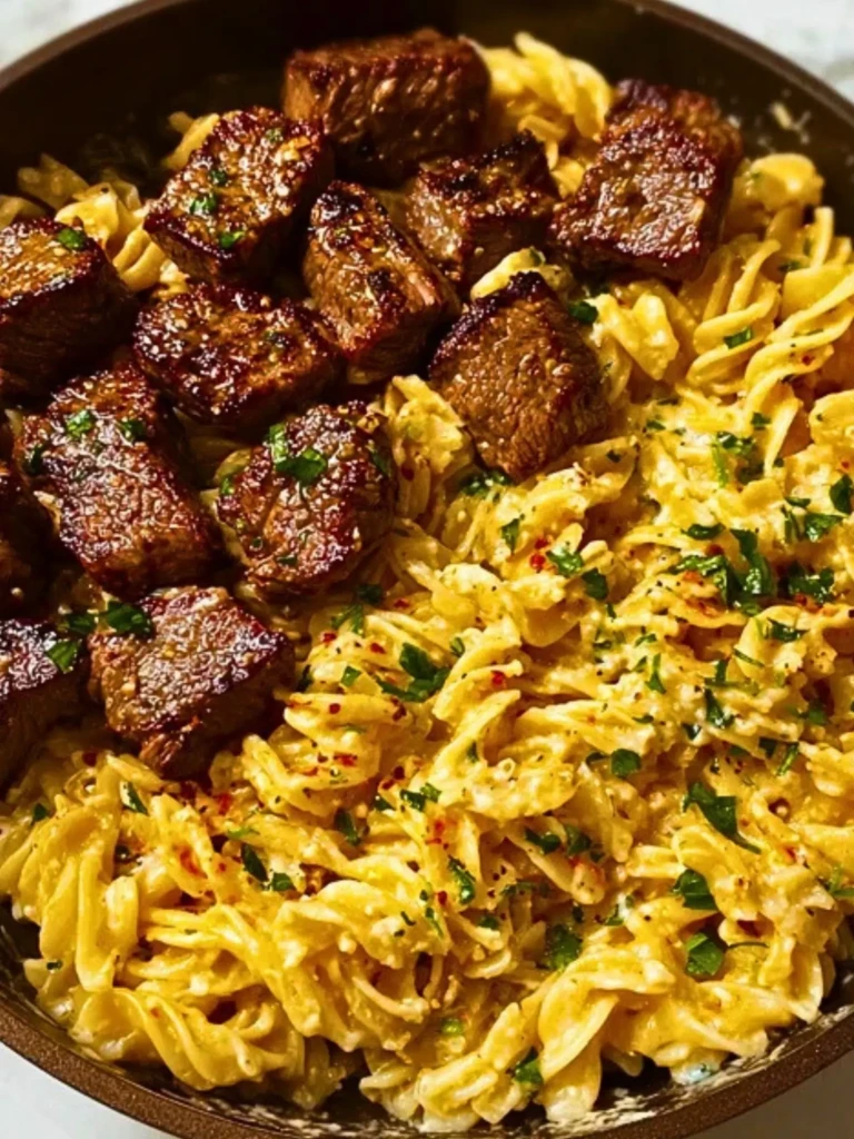 One-Pan Steak Bites & Cheesy Garlic Butter Noodles 2