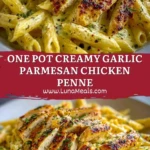 One Pot Creamy Garlic Parmesan Chicken Penne Pin