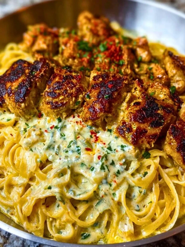 Spicy Cheesy Garlic Butter Chicken with Linguine in Four-Cheese Sauce 2