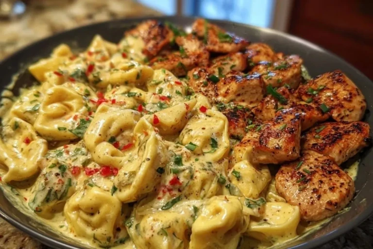 Spicy Garlic Chicken Tortellini in Cheesy Alfredo Cream 1