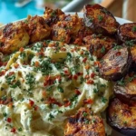Spicy Whipped Feta Chicken Alfredo with Crispy Eggplant Wedges & Chili Oil Drizzle 1