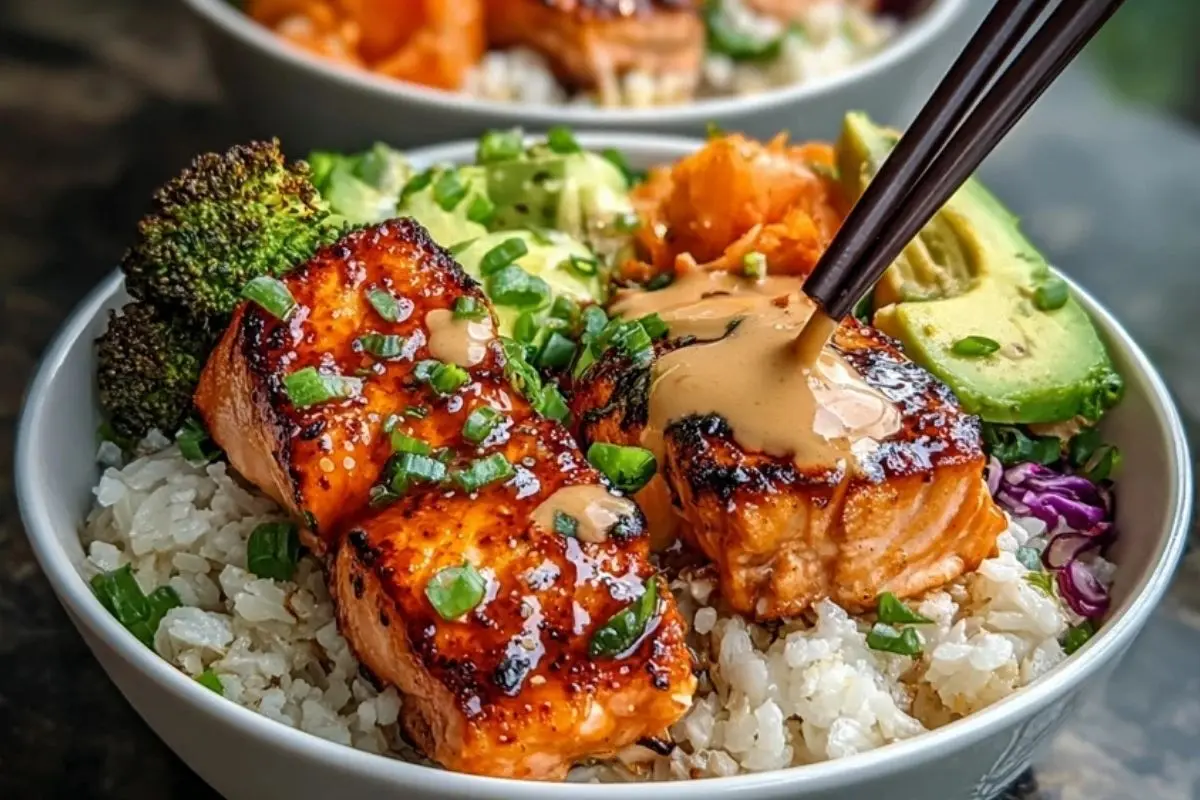 Sriracha Honey Salmon Bowls 1