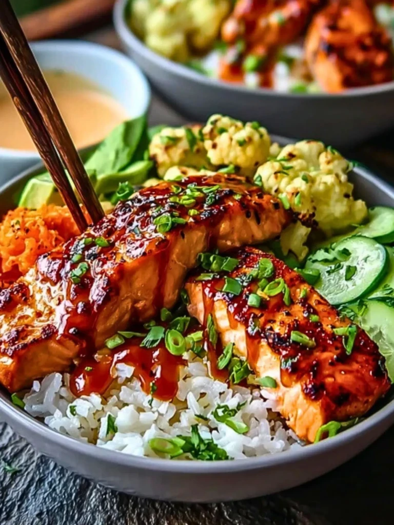 Sriracha Honey Salmon Bowls 2
