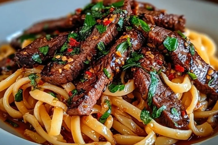 Sweet and Spicy Garlic Steak Pasta 1