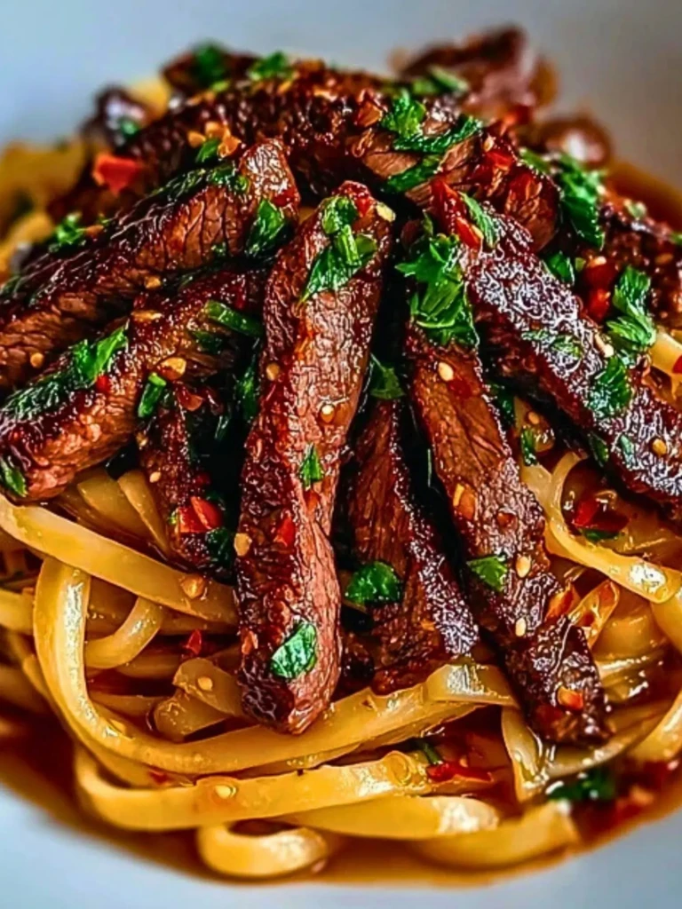 Sweet and Spicy Garlic Steak Pasta 2