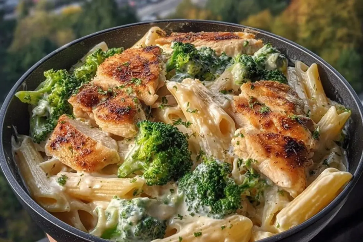 Alfredo Chicken and Broccoli Pasta 1
