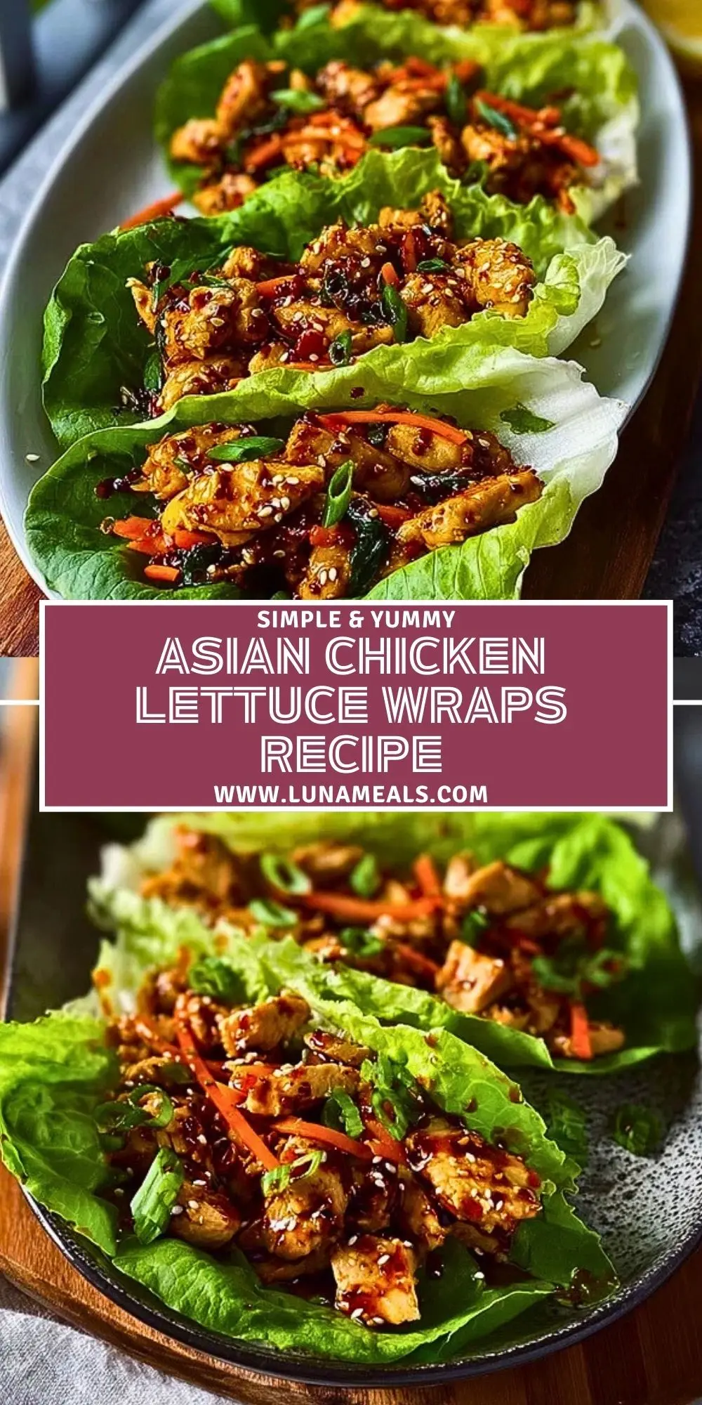 Asian Chicken Lettuce Wraps Recipe Pin 1