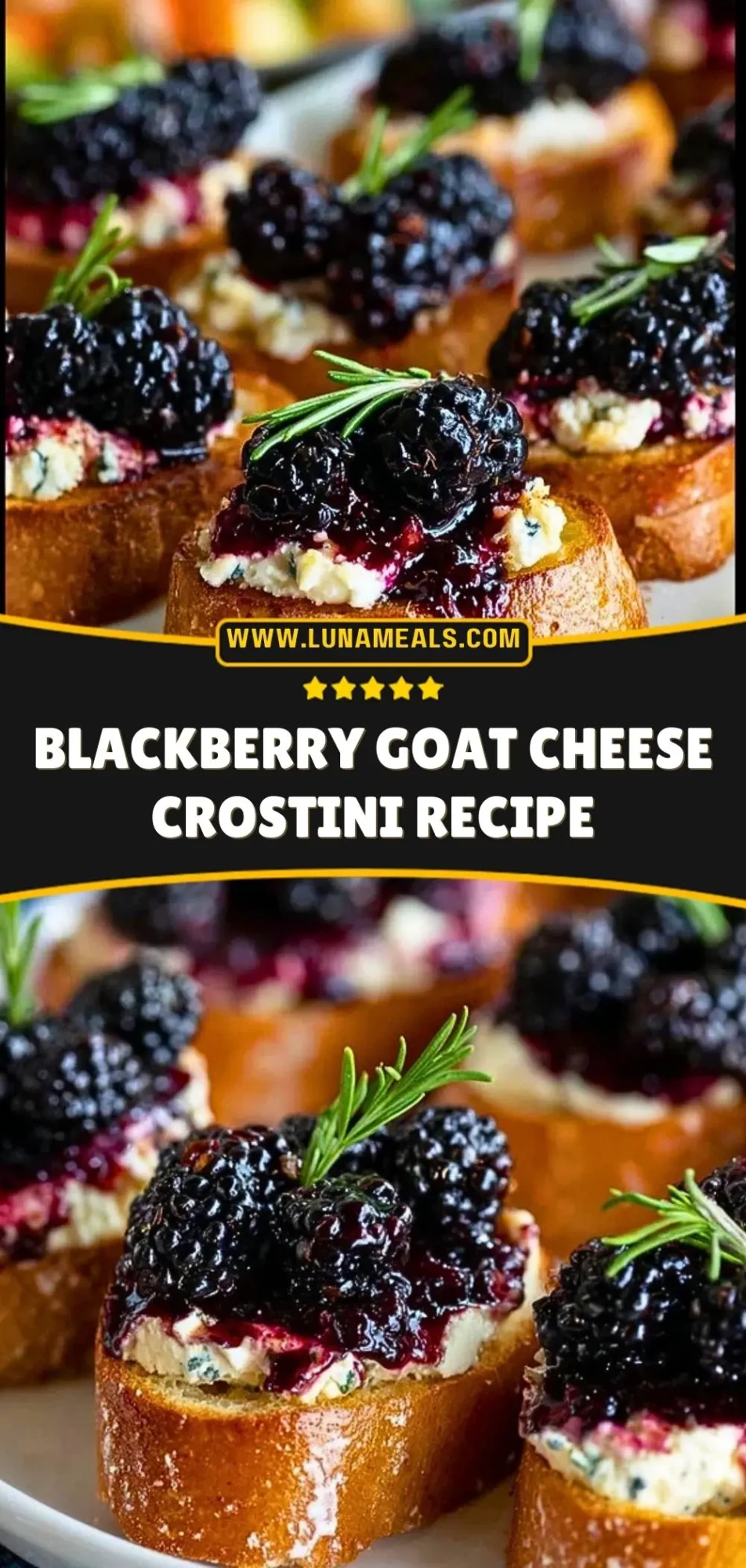 Blackberry Goat Cheese Crostini Recipe Pin 2