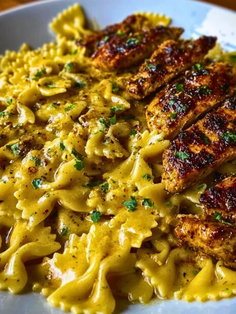 Bowtie Pasta with Creamy Cajun Chicken and Mozzarella Cheese Sauce 2