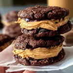 Brownie Cookie Sandwiches with Peanut Butter Frosting 1