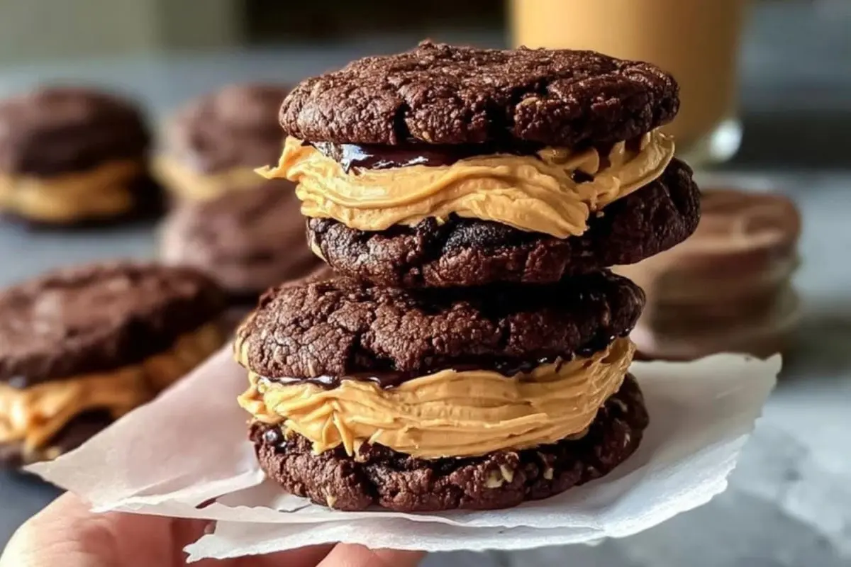 Brownie Cookie Sandwiches with Peanut Butter Frosting 1