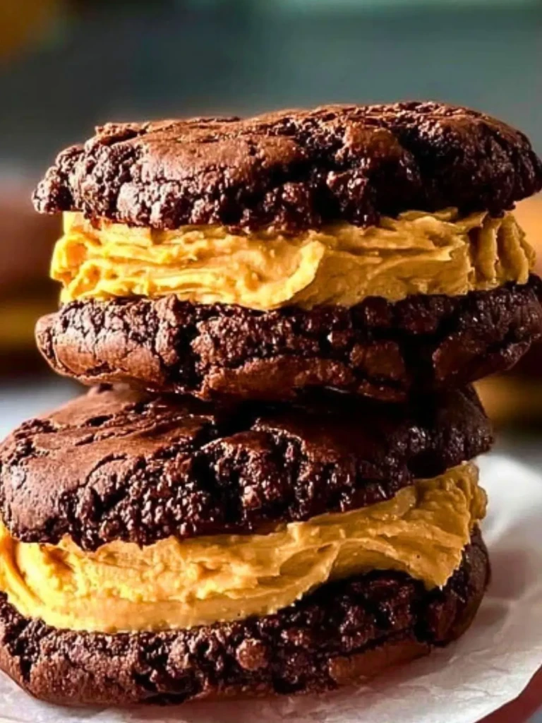 Brownie Cookie Sandwiches with Peanut Butter Frosting 2