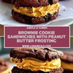 Brownie Cookie Sandwiches with Peanut Butter Frosting Pin 1