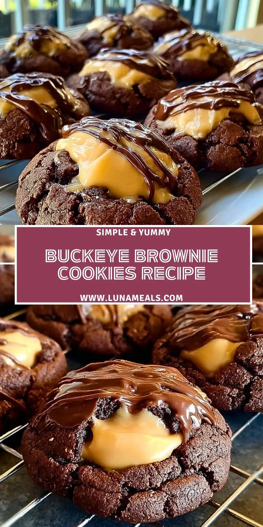 Buckeye Brownie Cookies Recipe Pin 1