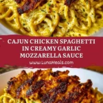 Cajun Chicken Spaghetti in Creamy Garlic Mozzarella Sauce Pin