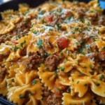 Cajun Cream Cheese Alfredo Bowties with Spiced Ground Beef 1
