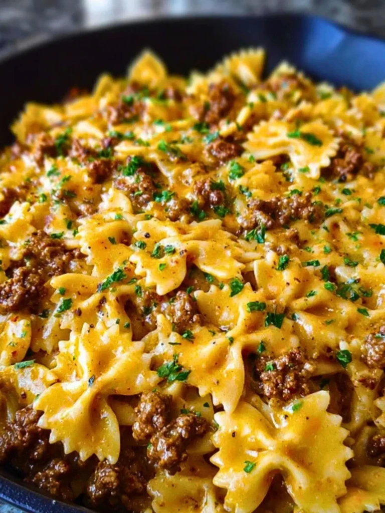 Cajun Cream Cheese Alfredo Bowties with Spiced Ground Beef 2