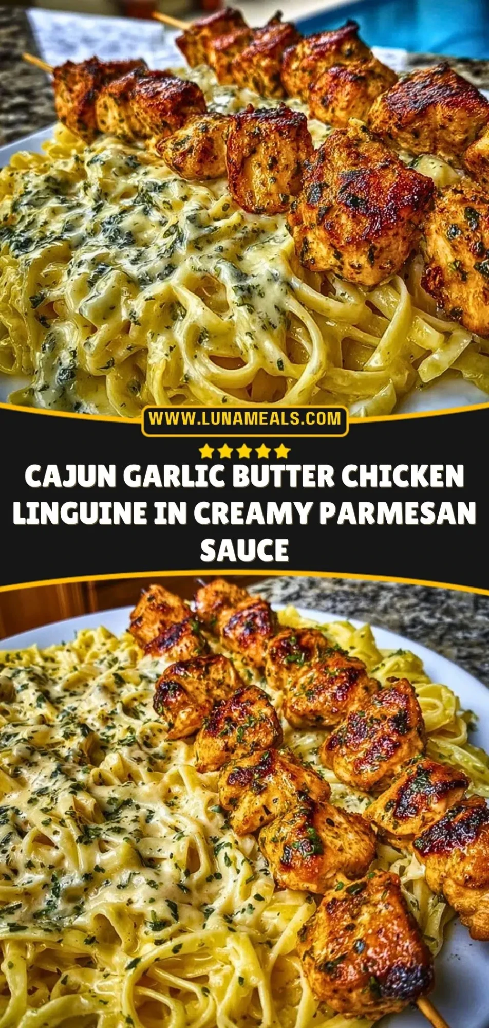 Cajun Garlic Butter Chicken Linguine in Creamy Parmesan Sauce Pin 2