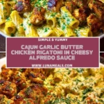 Cajun Garlic Butter Chicken Rigatoni in Cheesy Alfredo Sauce Pin 1
