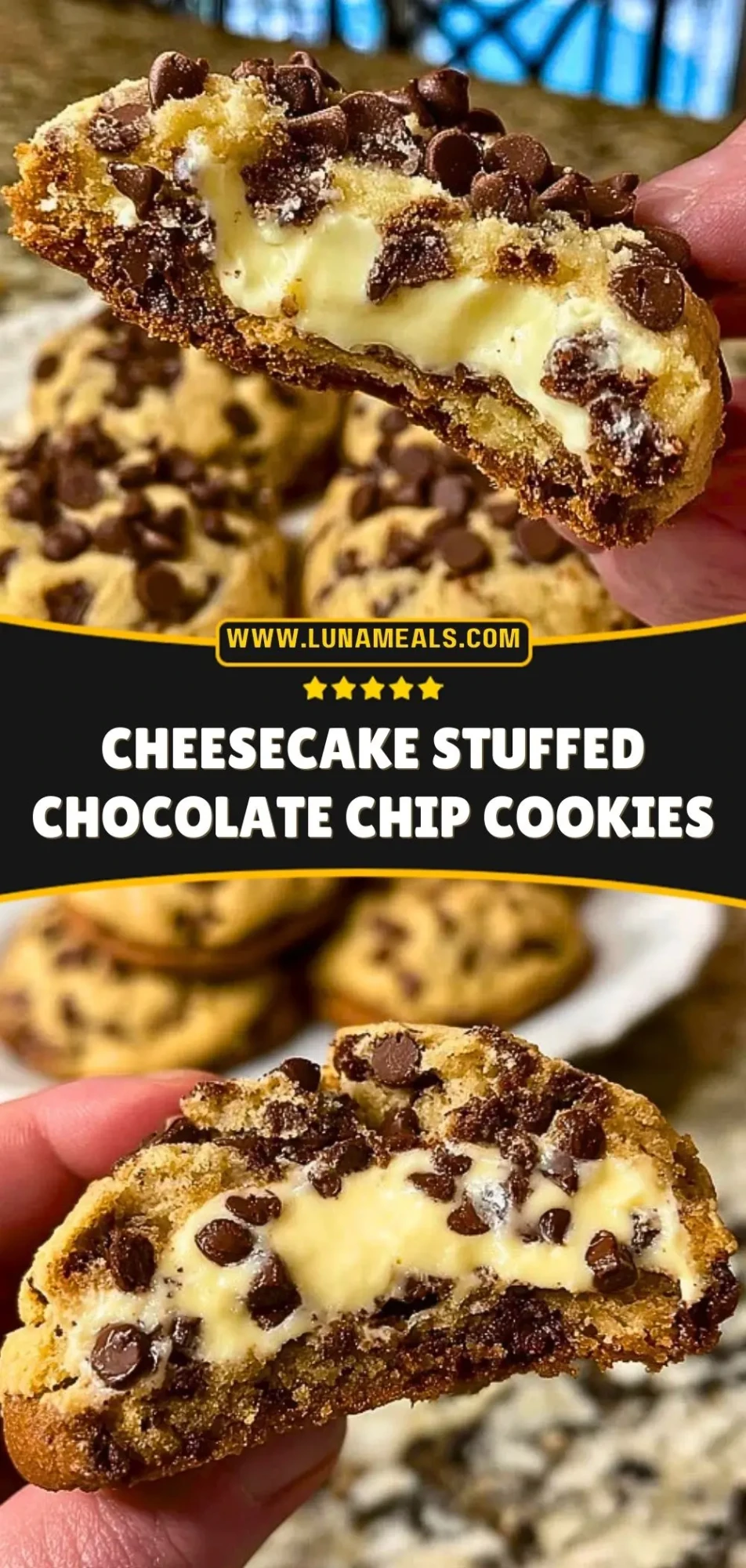 Cheesecake Stuffed Chocolate Chip Cookies Pin 2