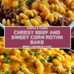 Cheesy Beef and Sweet Corn Rotini Bake Pin 1