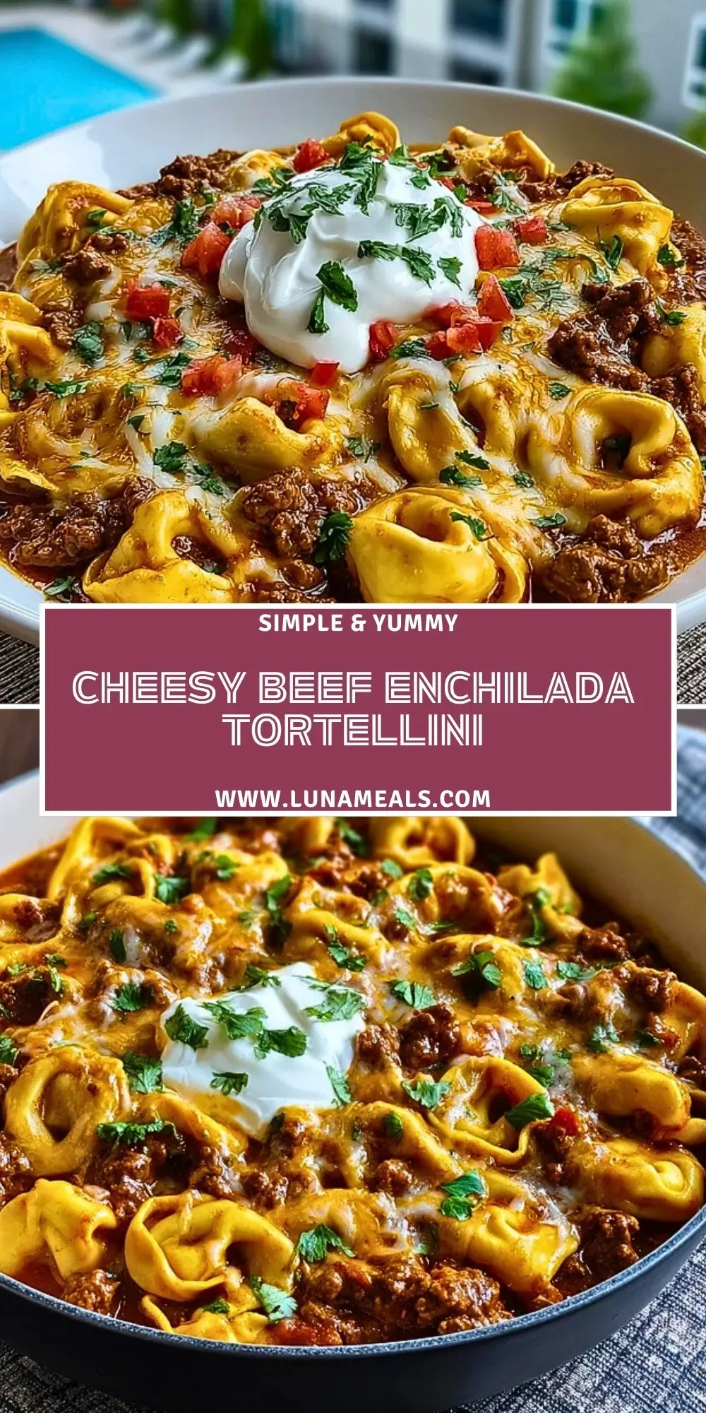 Cheesy Beef Enchilada Tortellini Pin 1