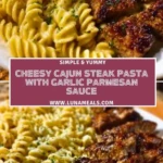 Cheesy Cajun Steak Pasta with Garlic Parmesan Sauce Pin 1