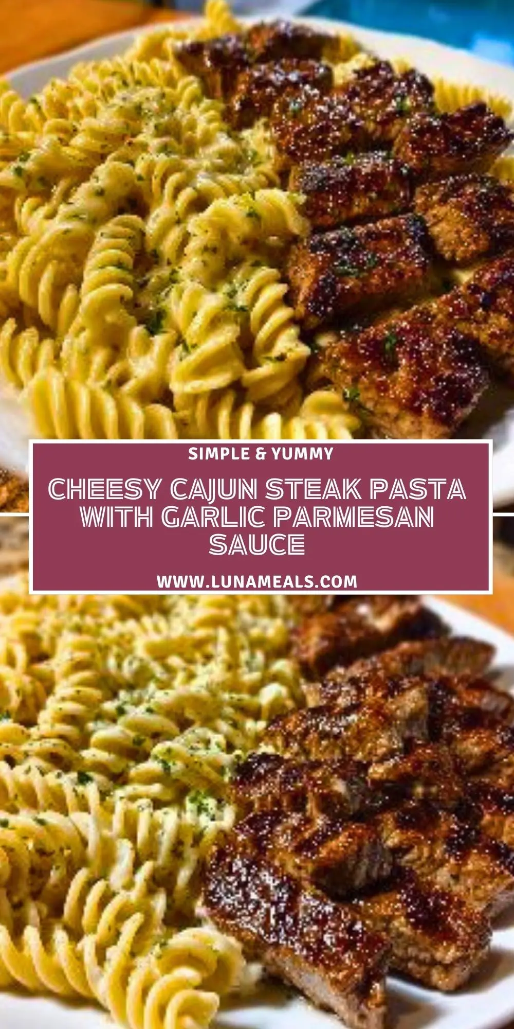 Cheesy Cajun Steak Pasta with Garlic Parmesan Sauce Pin 1