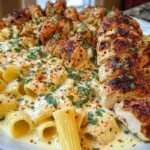Cheesy Garlic Butter Chicken Bites with Rigatoni in Alfredo Sauce 1