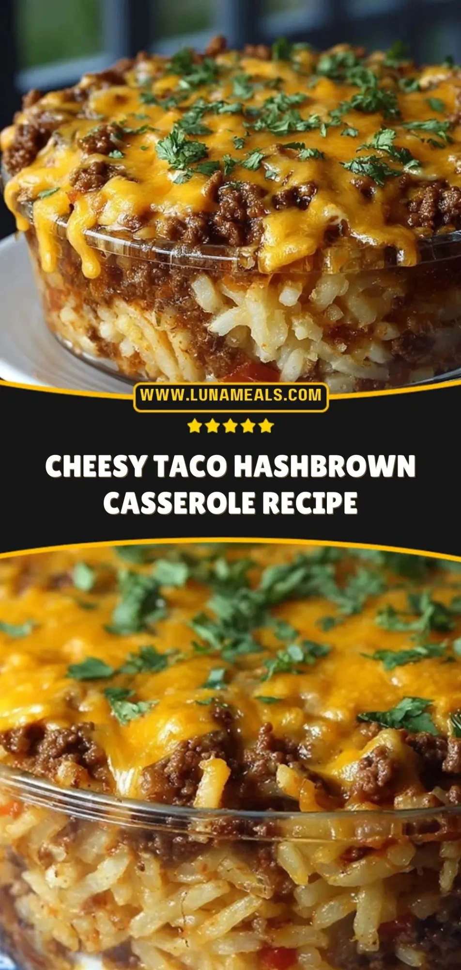 Cheesy Taco Hashbrown Casserole Recipe Pin 2