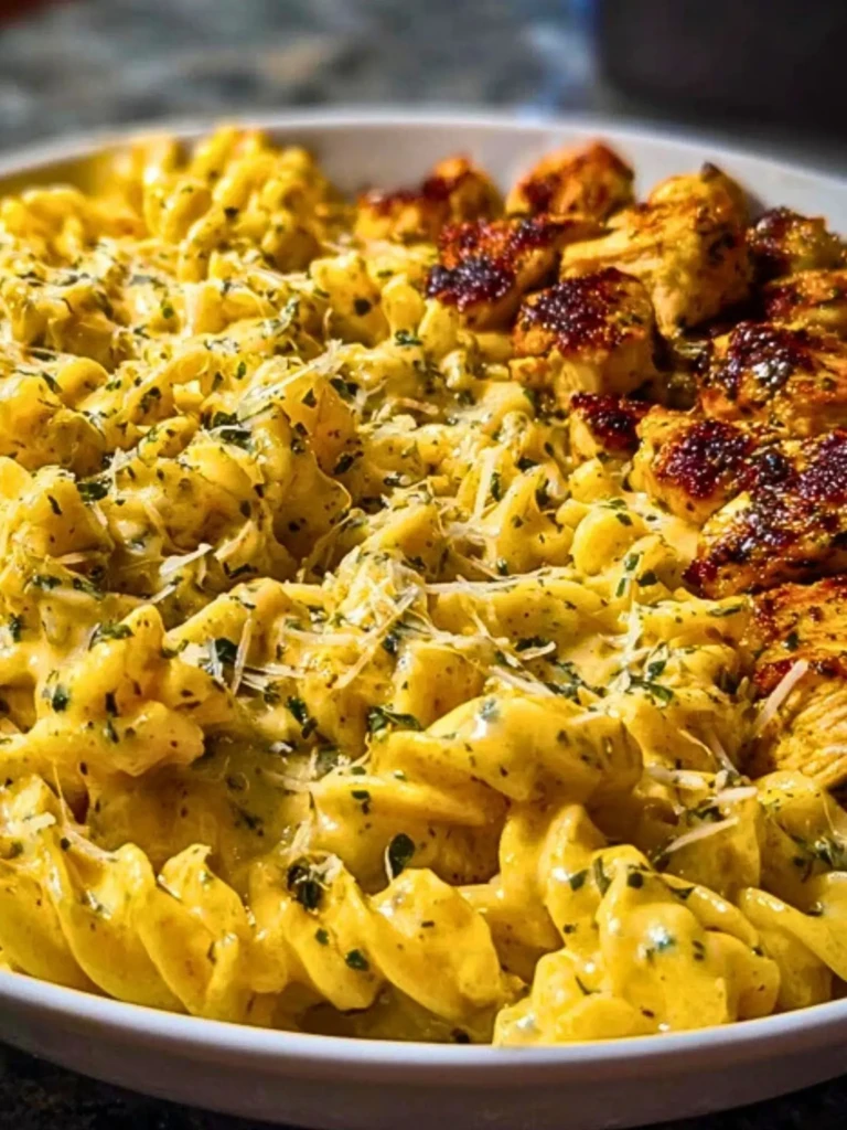 Cheesy Velveeta Chicken Twisted Pasta with Mozzarella Garlic Sauce 2