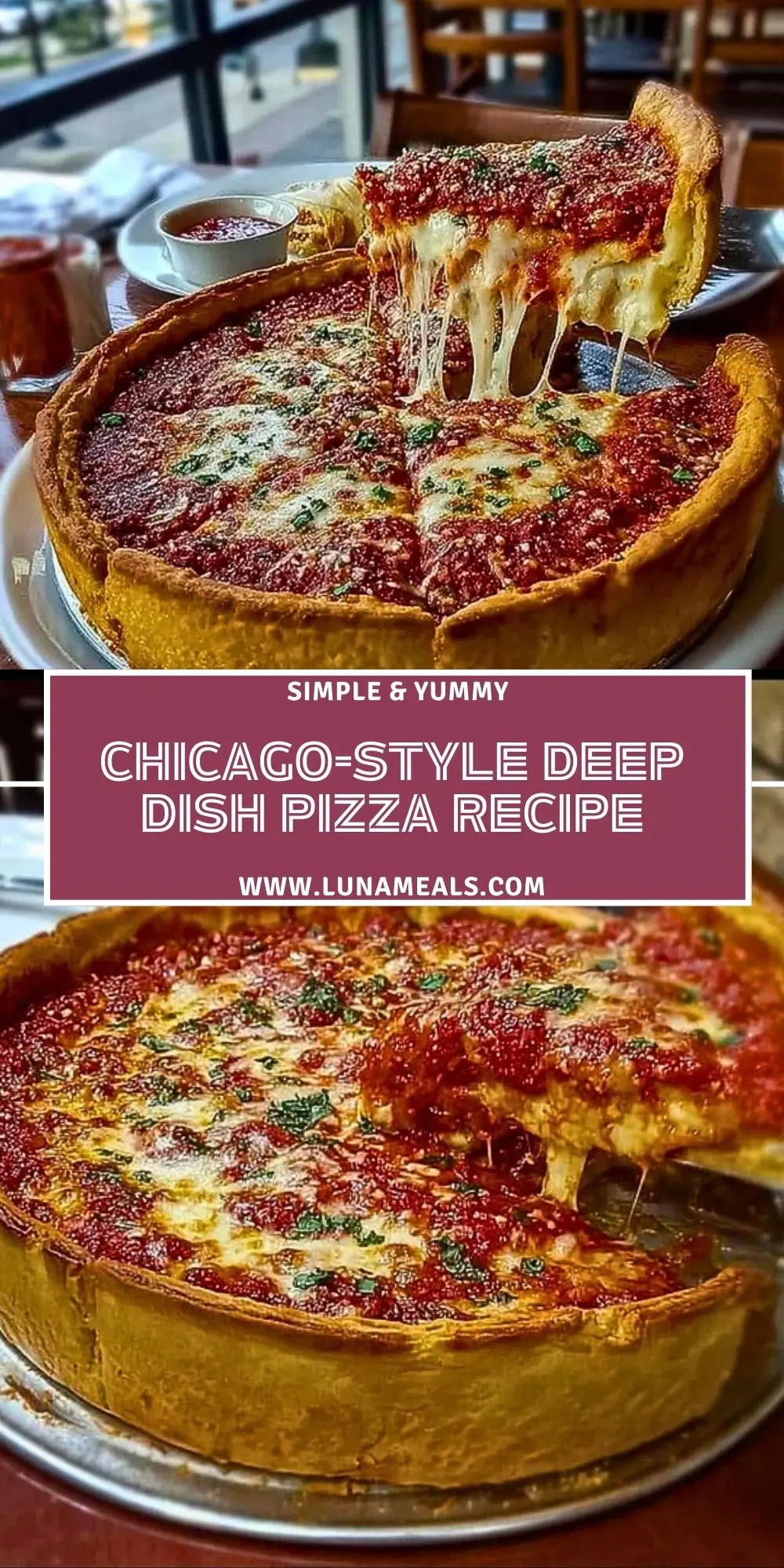 Chicago-Style Deep Dish Pizza Recipe Pin 1
