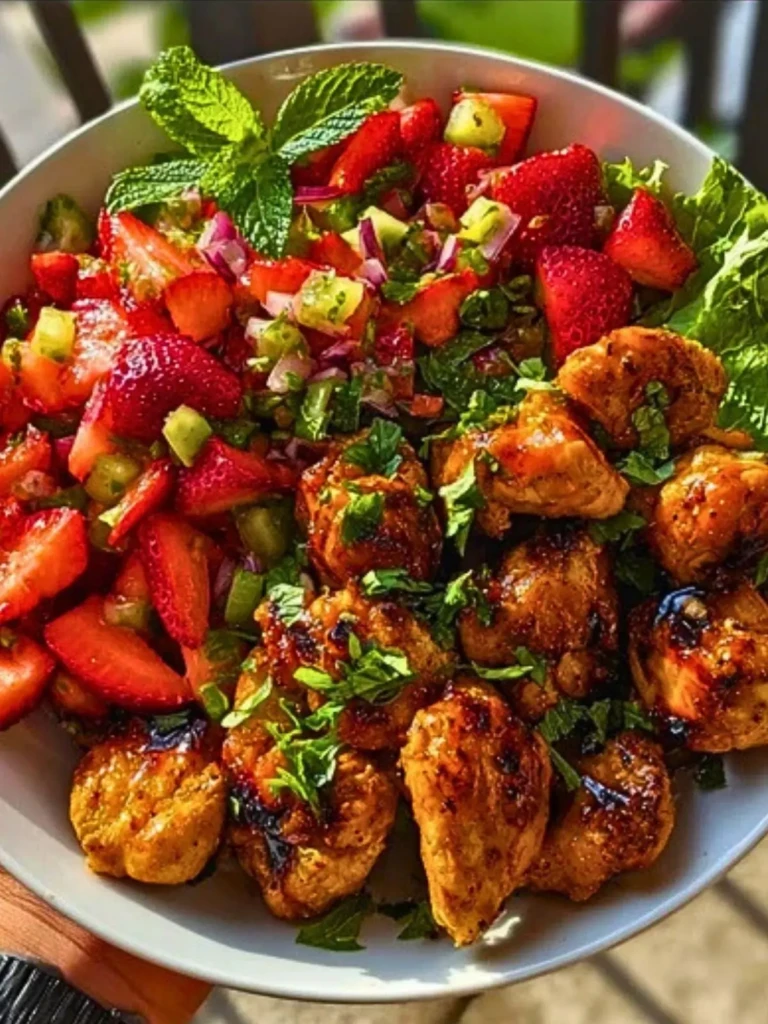 Chicken Bites with Strawberry-Jalapeño Mint Salsa Bowl 2
