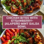 Chicken Bites with Strawberry-Jalapeño Mint Salsa Bowl Pin 1