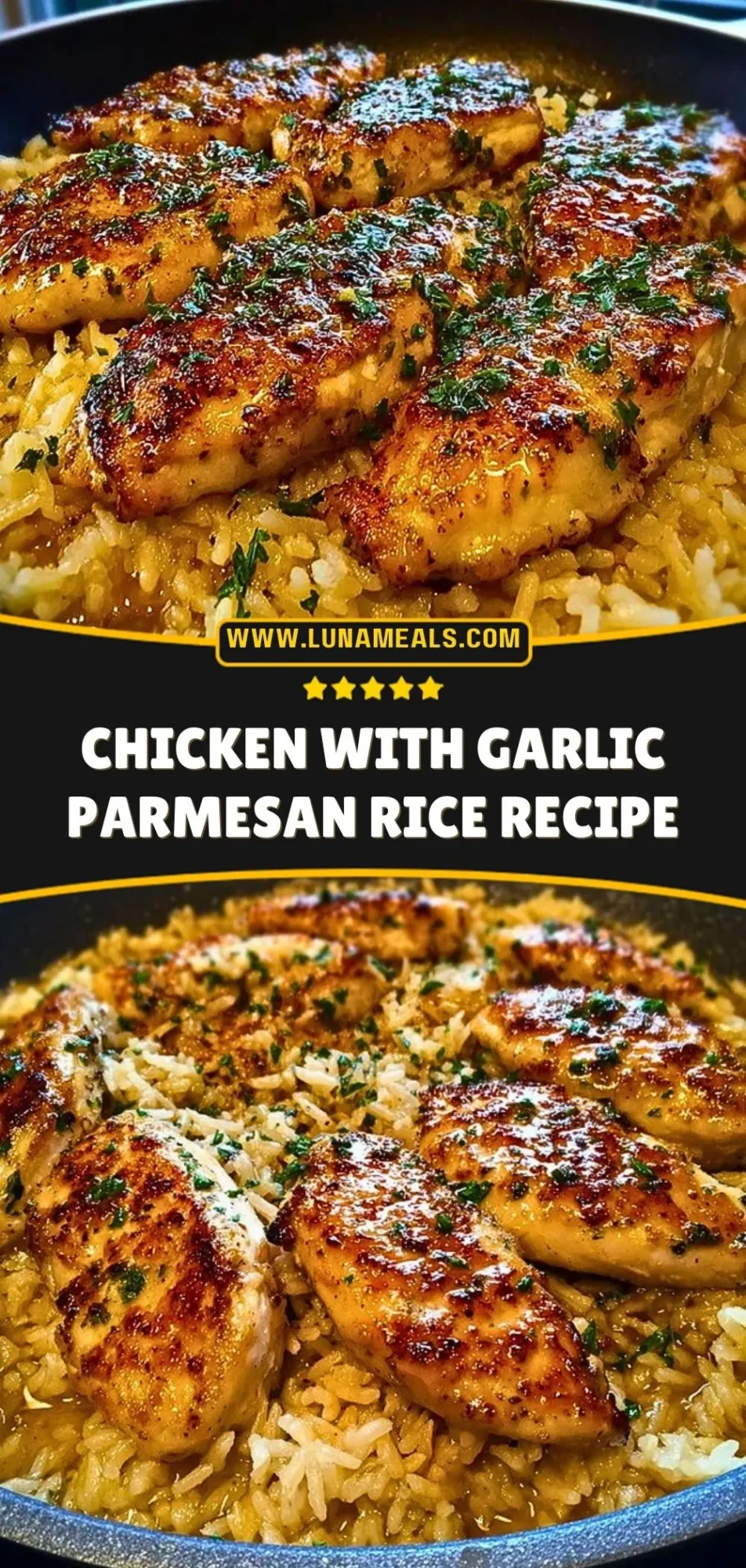 Chicken with Garlic Parmesan Rice Recipe Pin 2