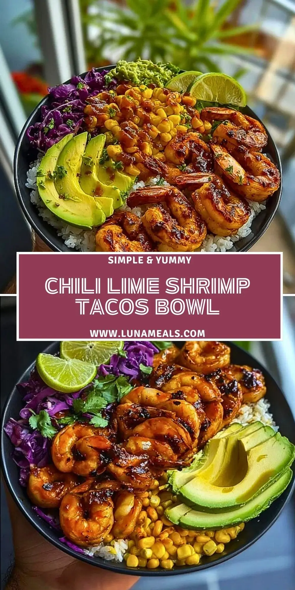 Chili Lime Shrimp Tacos Bowl Pin 1