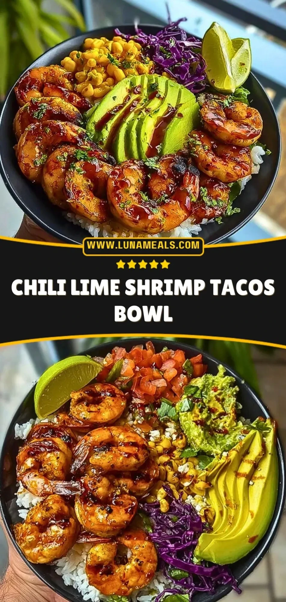 Chili Lime Shrimp Tacos Bowl Pin 2