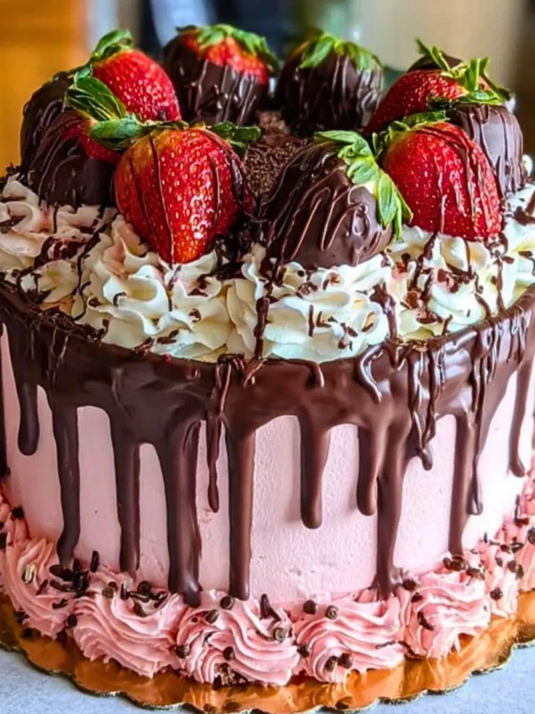 Chocolate Covered Strawberry Drip Cake (1)