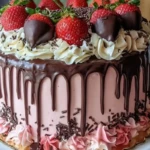 Chocolate Covered Strawberry Drip Cake