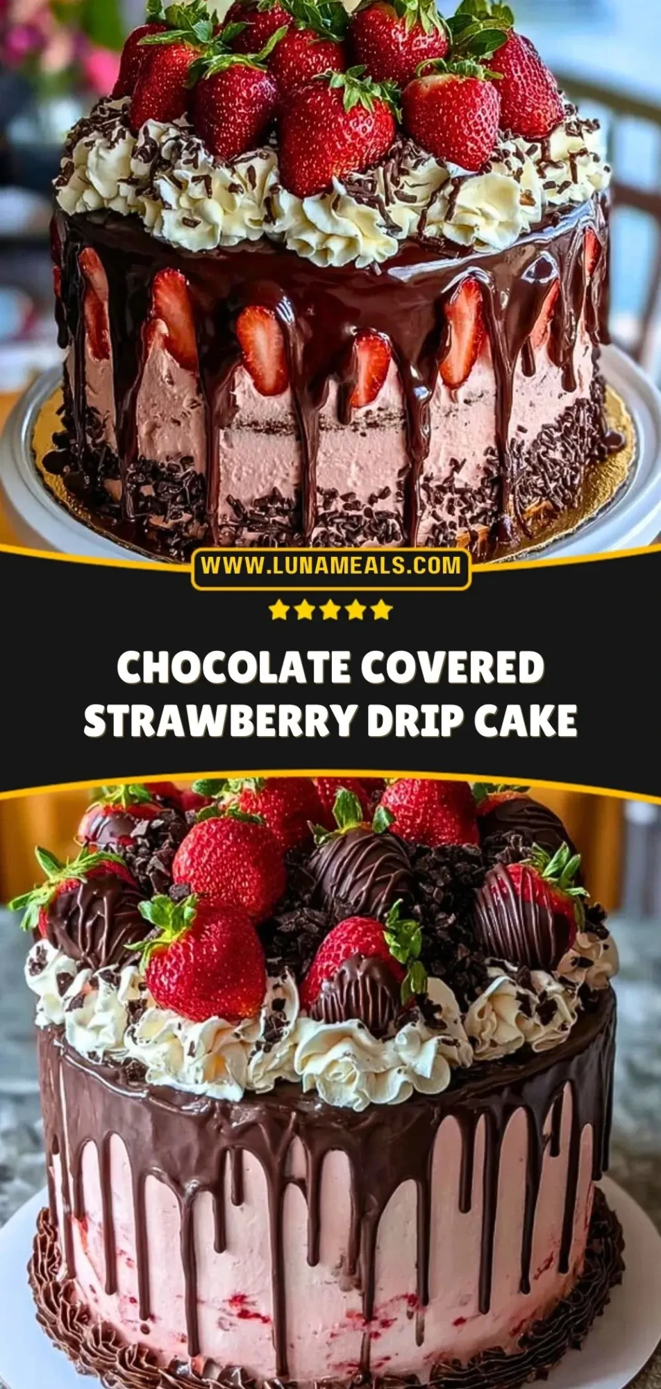 Chocolate Covered Strawberry Drip Cake Pin 2