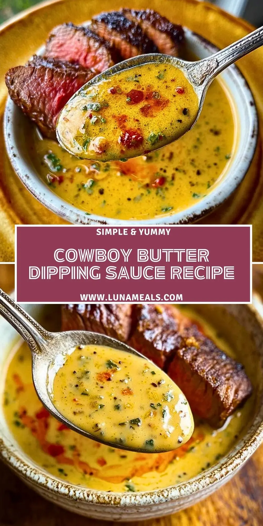 Cowboy Butter Dipping Sauce Recipe Pin 1