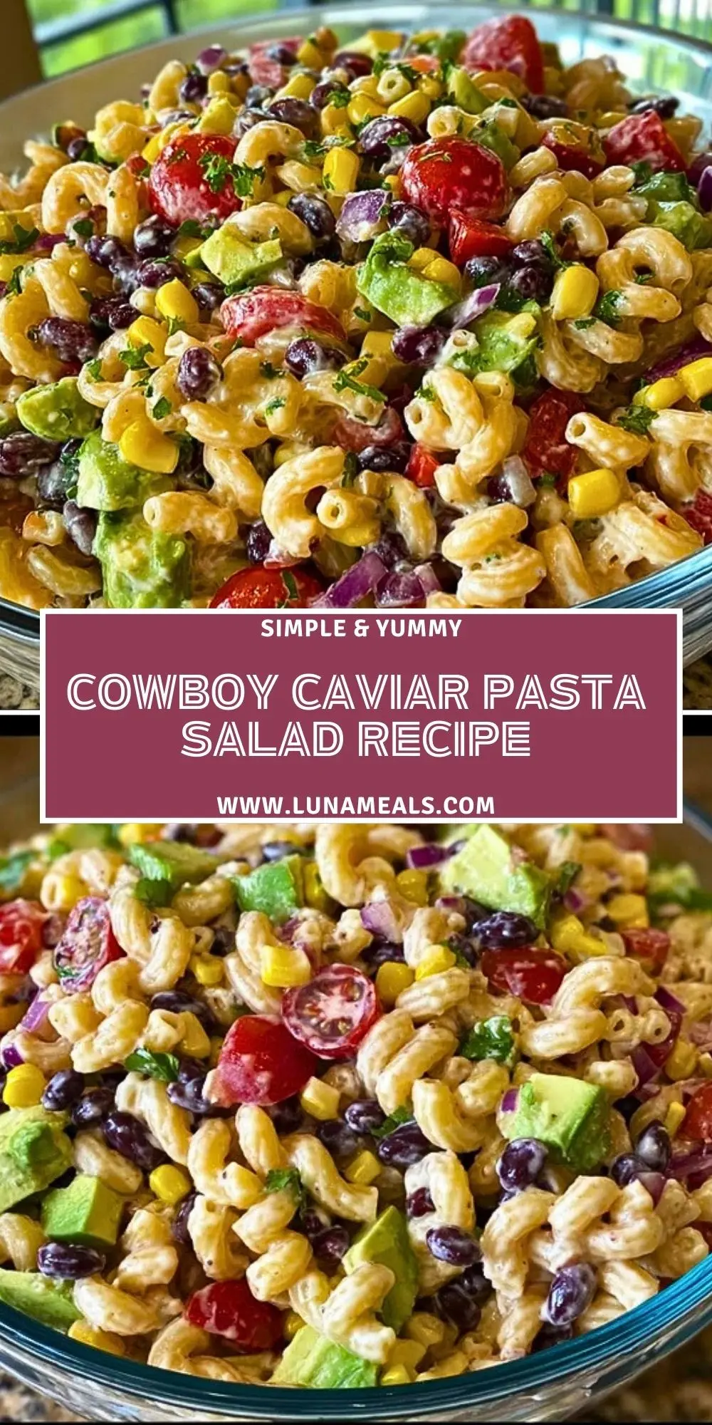 Cowboy Caviar Pasta Salad Recipe Pin 1