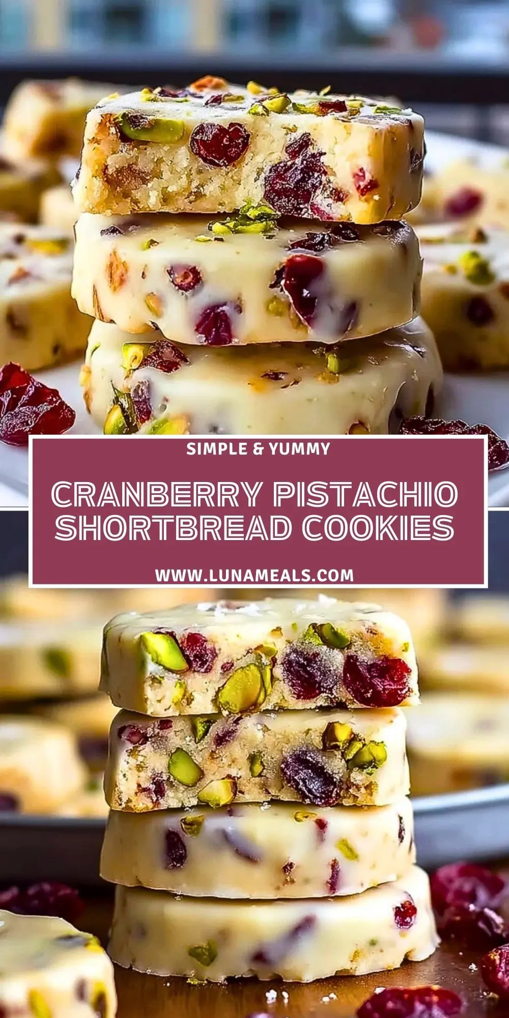 Cranberry Pistachio Shortbread Cookies Pin 1