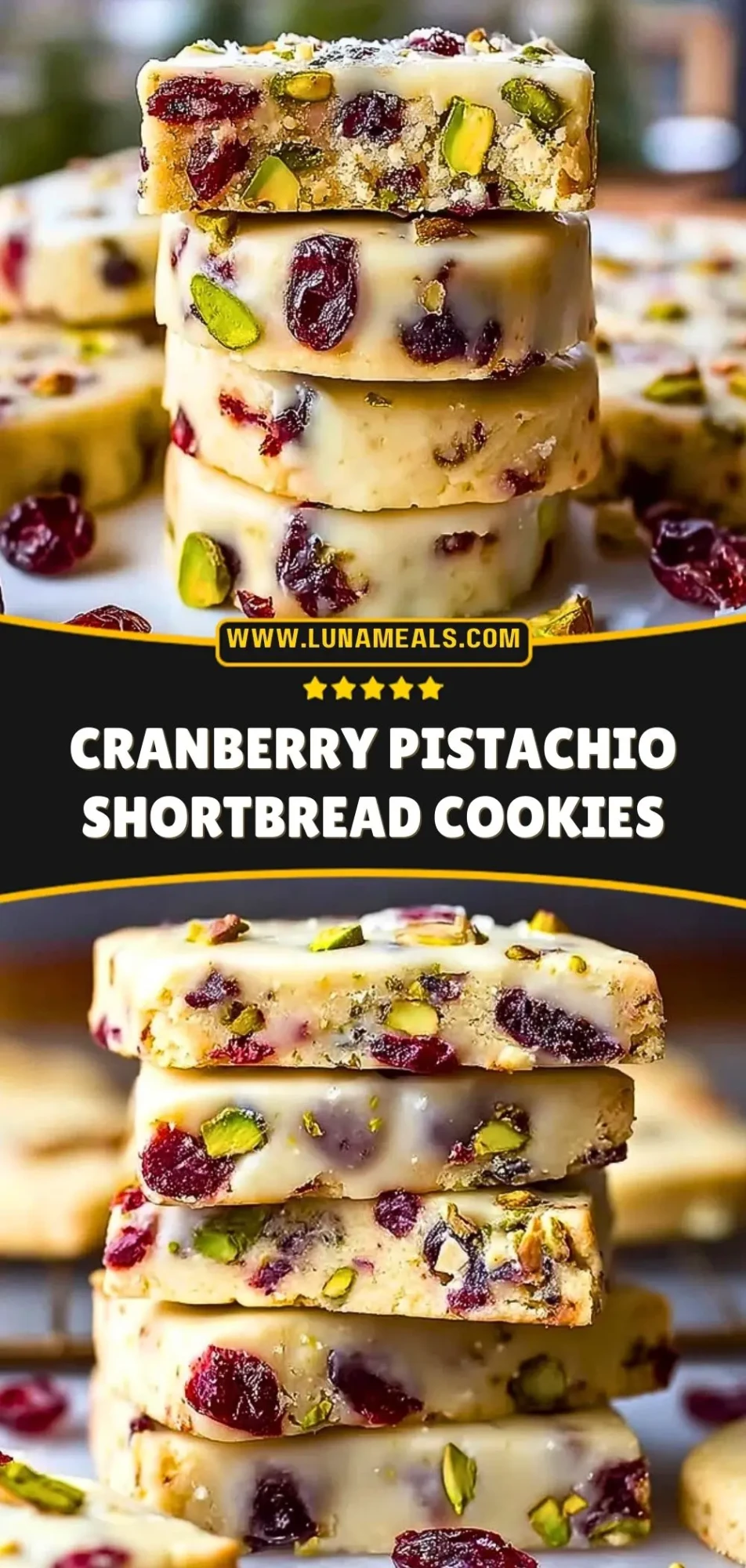 Cranberry Pistachio Shortbread Cookies Pin 2