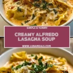 Creamy Alfredo Lasagna Soup Pin 1